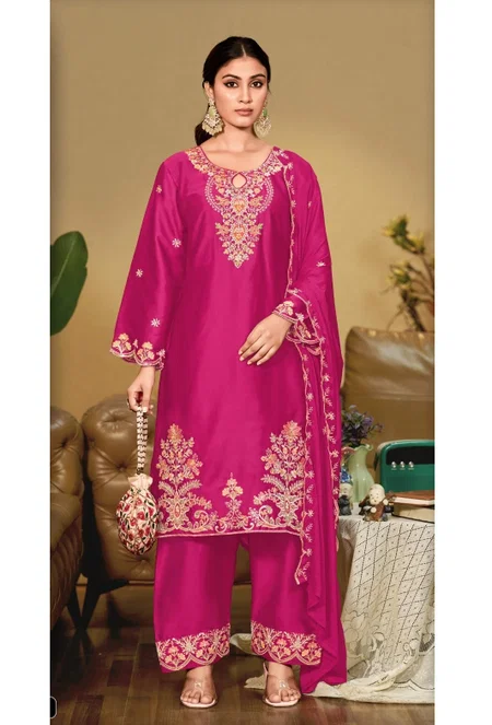 Khas 423 A To C Armani Satin Embroidery Farshi Salwar Kameez 
